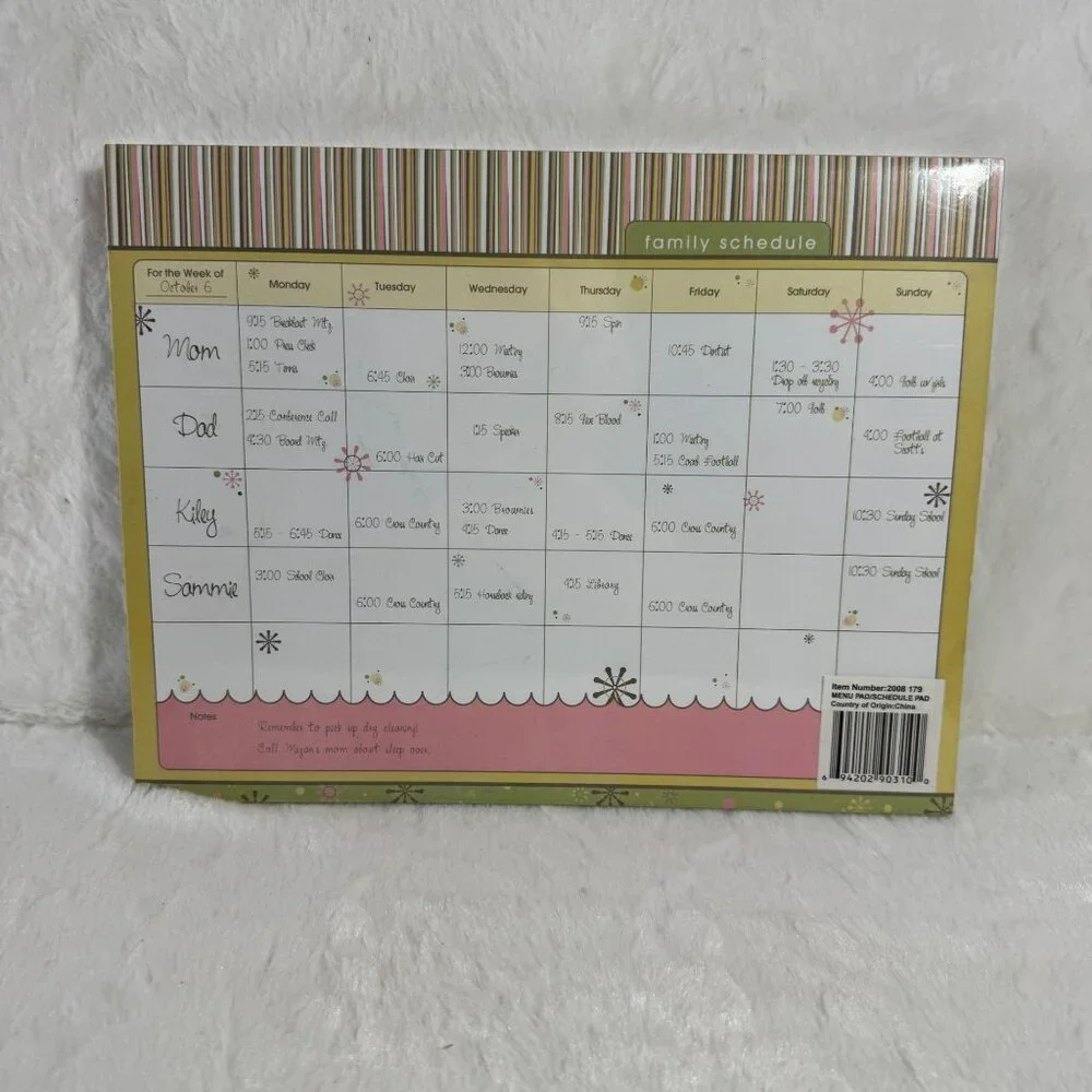 New Menu Maker & Family Schedule Planner Pad Set Undated
